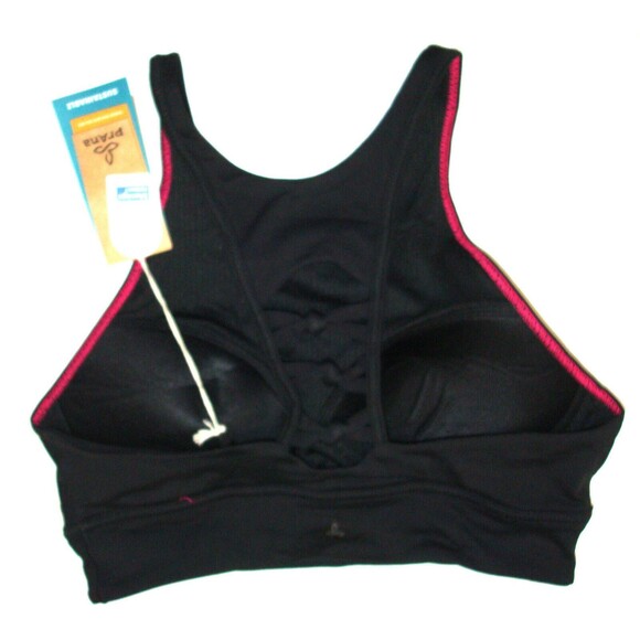 NWT Womens Black M Itzel PrAna Yoga Pilates Strappy Top Bra New Gym Cups Lattice - Picture 6 of 8